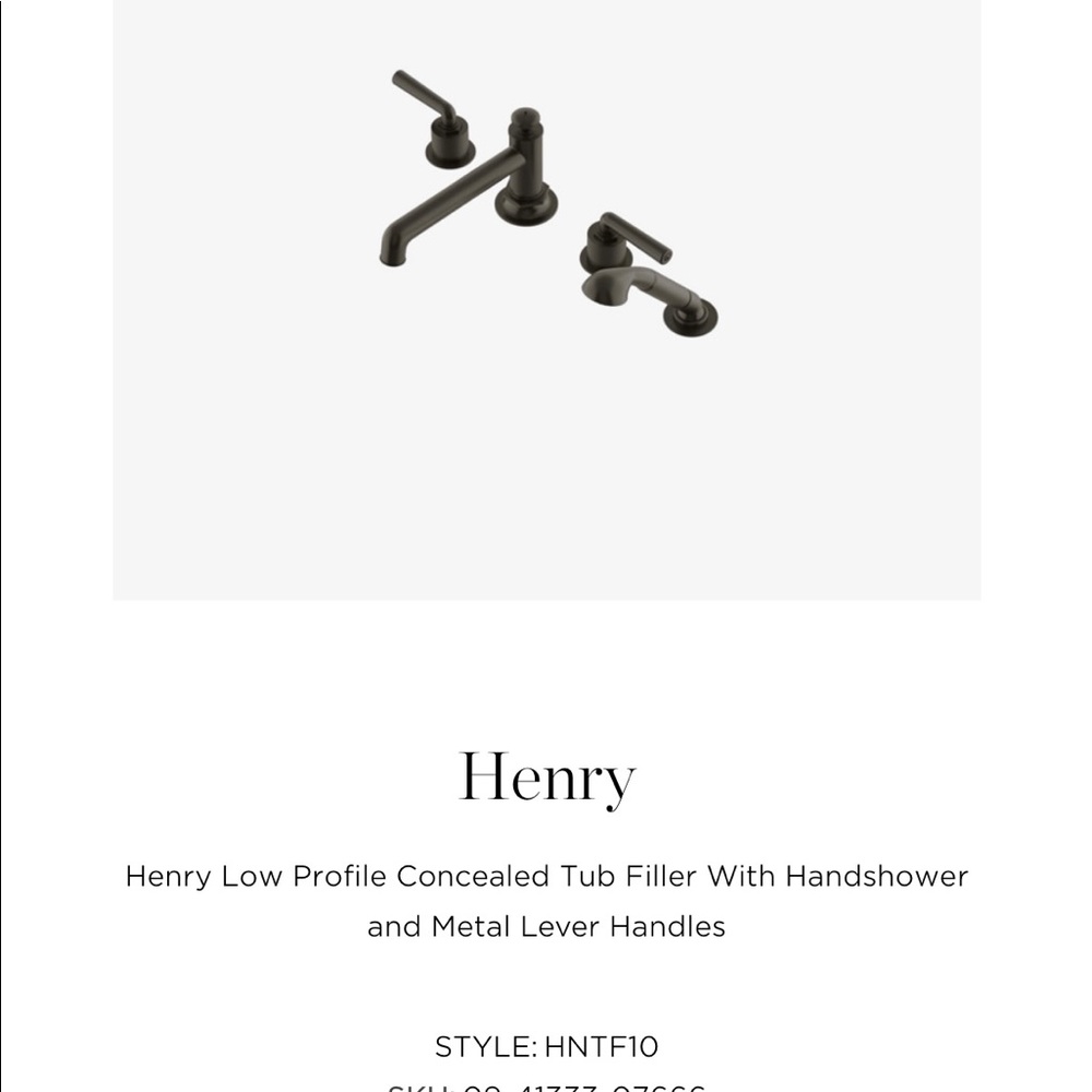 Waterworks Henry Low Profile Concealed Tub Filler Wit Handshower Metal Lever Han